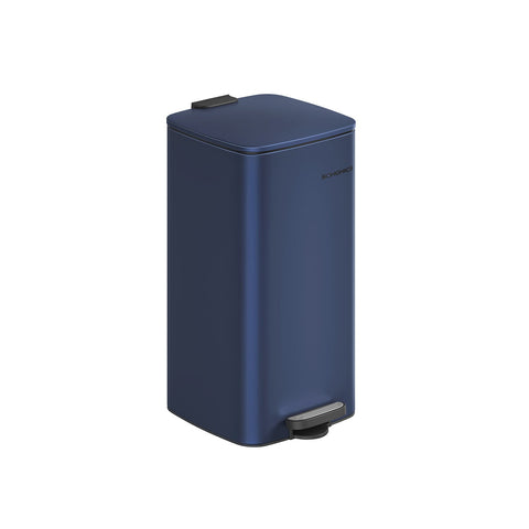 Rootz Midnight Blue Trash Can - Garbage Bin - Waste Receptacle - Steel & PP Plastic - 34cm x 28.5cm x 54.4cm - Large 30L Capacity