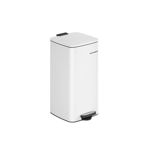Rootz Cloud White Trash Can - Waste Bin - Garbage Can - Stainless Steel - PP Plastic - 34cm x 28.5cm x 40.4cm - 20L - 67.8cm total height