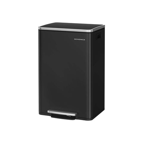 Rootz Black Pedal Trash Bin - Waste Container - Rubbish Bin - 50L Capacity - Durable Steel - 41.6 x 37.2 x 64.7 cm