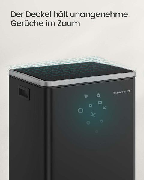 Rootz Black Pedal Trash Bin - Waste Container - Rubbish Bin - 50L Capacity - Durable Steel - 41.6 x 37.2 x 64.7 cm