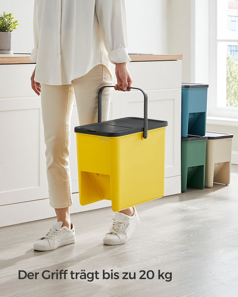 Rootz 4 Piece Set Trash Cans - Garbage Bins - Waste Baskets - PP Plastic - 37.5cm x 23.5cm x 32cm - 20L Each - Includes Stickers