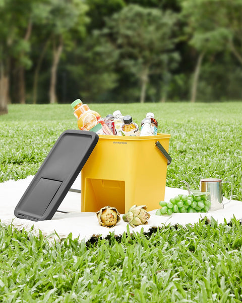 Rootz 4 Piece Set Trash Cans - Garbage Bins - Waste Baskets - PP Plastic - 37.5cm x 23.5cm x 32cm - 20L Each - Includes Stickers