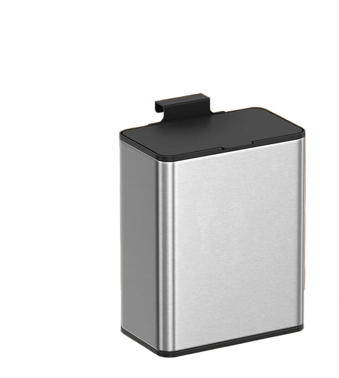 Rootz Silver Dust Bin - Waste Container - Small Trash Can - Durable Steel - 25.8cm x 15.2cm x 32cm