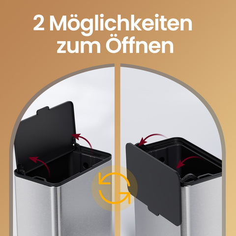 Rootz Silver Dust Bin - Waste Container - Small Trash Can - Durable Steel - 25.8cm x 15.2cm x 32cm