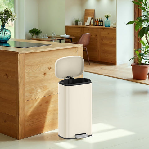 Rootz Treadmill Muller - White Pail - Indoor Step Bin - Space-Saving - 34.8 x 29.7 x 63.3cm