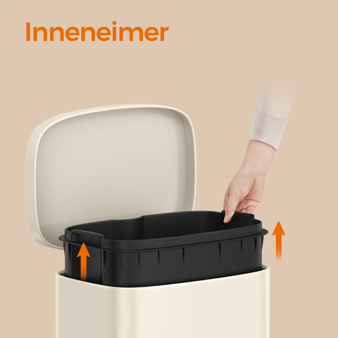 Rootz Treadmill Muller - White Pail - Indoor Step Bin - Space-Saving - 34.8 x 29.7 x 63.3cm