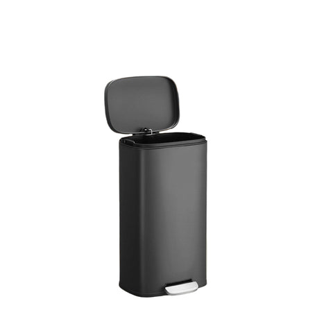 Rootz 30L Black Trash Can - Waste Bin - Pedal Bin - Hygiene & Airtight Closure - 35x23.8x63cm