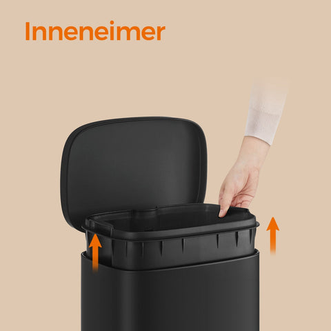 Rootz 30L Black Trash Can - Waste Bin - Pedal Bin - Hygiene & Airtight Closure - 35x23.8x63cm