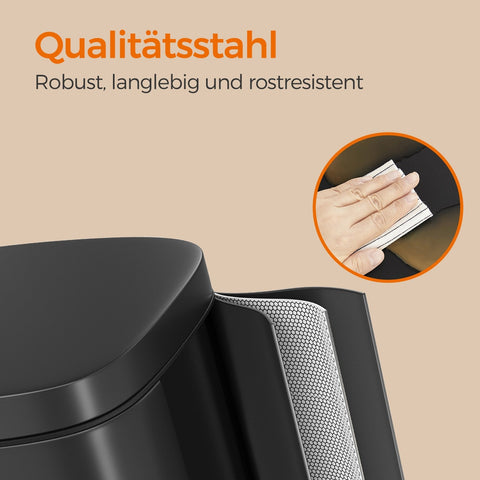 Rootz 30L Black Trash Can - Waste Bin - Pedal Bin - Hygiene & Airtight Closure - 35x23.8x63cm