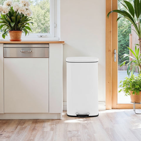 Rootz 30L Trash Can - Waste Bin - Pedal Garbage Bin - Hygienic, Airtight Closure - 35x23.8x63cm - Child/Pet Proof Steel Design