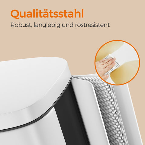 Rootz 30L Trash Can - Waste Bin - Pedal Garbage Bin - Hygienic, Airtight Closure - 35x23.8x63cm - Child/Pet Proof Steel Design