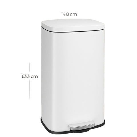Rootz 30L Trash Can - Waste Bin - Pedal Garbage Bin - Hygienic, Airtight Closure - 35x23.8x63cm - Child/Pet Proof Steel Design