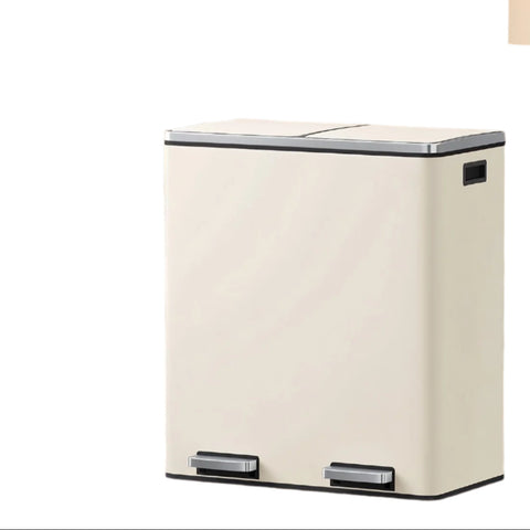 Rootz Dual Compartment Dash Can - Trash Bin - Rubbish Container - Steel - 59x36.5x65.2cm - Foot Pedal Convenience