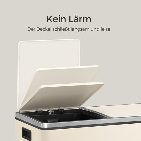 Rootz Dual Compartment Dash Can - Trash Bin - Rubbish Container - Steel - 59x36.5x65.2cm - Foot Pedal Convenience