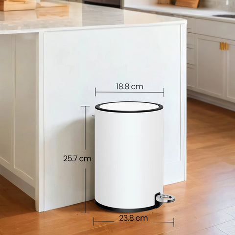 Rootz Trash Can - Waste Bin - Rubbish Container - Durable & Robust - Powder-Coated Steel - 25.6cm x 26.3cm x 18.1cm