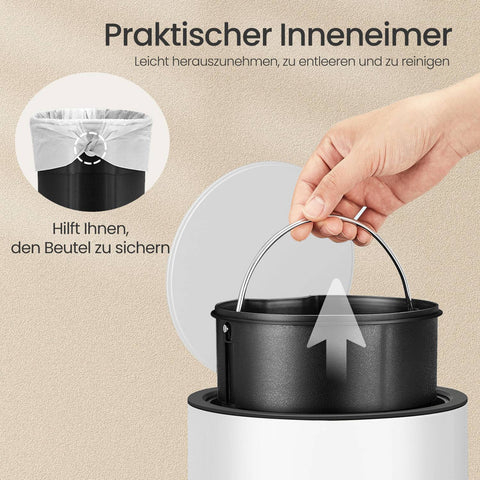 Rootz Trash Can - Waste Bin - Rubbish Container - Durable & Robust - Powder-Coated Steel - 25.6cm x 26.3cm x 18.1cm