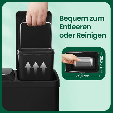 Rootz Kitchen Pedal Trash Can - Recycling Bin - Waste Sorter - Airtight & Hygienic - 46.5cm x 29.5cm x (40.5-65)cm - 3 x 8L Capacity