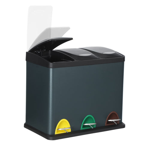 Rootz Dash Can Kitchen Bin - Small Trash Can - Compact Waste Bin - Space-Saving Design - 47 x 28.3 x 39.5 cm