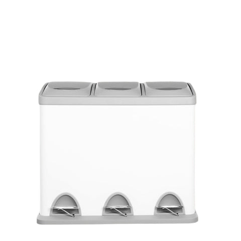 Rootz 3-in-1 Pedal Kitchen Bin - Recycling Bin - Trash Can - Hygienic Hands-Free - 46.5cm x 29.5cm x 65cm