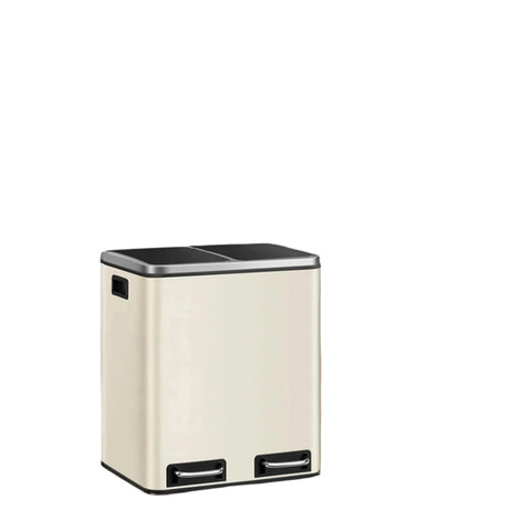 Rootz Dual Compartment Waste Separation System - Trash Can - Rubbish Bin - Eco-Friendly - 41x31.5x47cm - Beige-Black - Includes 15 Garbage Bags