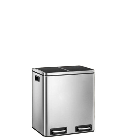 Rootz 2 x 15 Liter Waste Separation System - Garbage Bin - Trash Can - Stainless Steel - Robust & Durable - 41x47x36cm