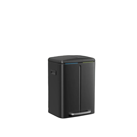 Rootz DashCan 2x20L Garbage Separation System - Waste Bin - Metal Waste Bin - Dual Compartment - 44.4cm x 40.8cm x 60.2cm