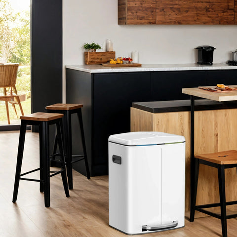 Rootz Garbage Separation System - Waste Bin - Trash Can - Durable Steel - 44.5 x 36 x 60 cm