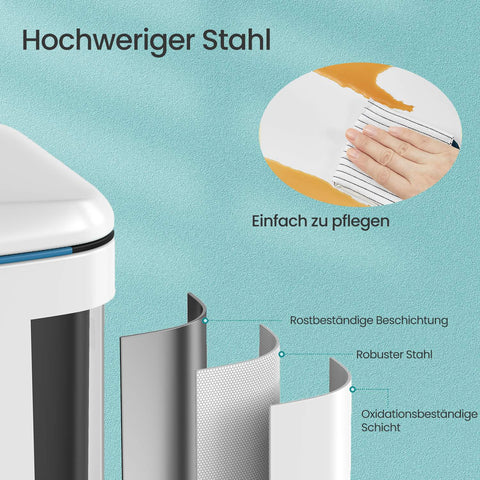 Rootz Garbage Separation System - Waste Bin - Trash Can - Durable Steel - 44.5 x 36 x 60 cm