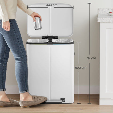 Rootz Garbage Separation System - Waste Bin - Trash Can - Durable Steel - 44.5 x 36 x 60 cm