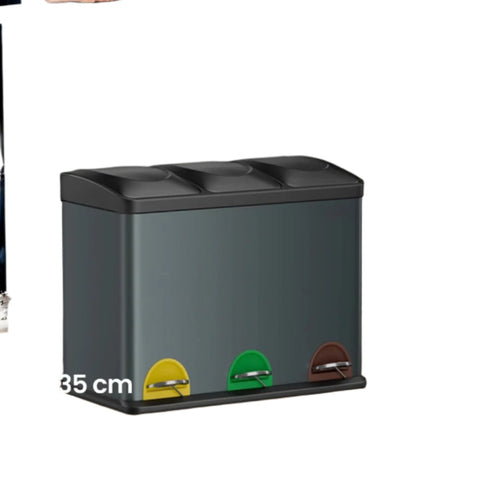 Rootz Garbage Separation System - Waste Bin - Kitchen Bin - 45L Capacity - 60.5 x 40.5 x 48.5cm - Steel & Plastic Construction