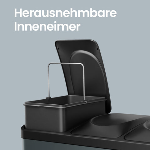 Rootz Garbage Separation System - Waste Bin - Kitchen Bin - 45L Capacity - 60.5 x 40.5 x 48.5cm - Steel & Plastic Construction