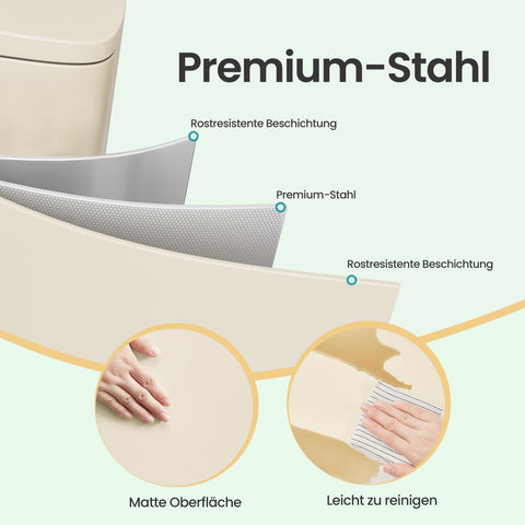 Rootz White Steel Mull Container - Trash Bin - Waste Receptacle - Durable Design - 34.8cm x 32.1cm x 55.7cm