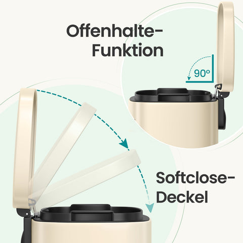 Rootz White Steel Mull Container - Trash Bin - Waste Receptacle - Durable Design - 34.8cm x 32.1cm x 55.7cm