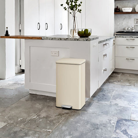 Rootz White Steel Mull Container - Trash Bin - Waste Receptacle - Durable Design - 34.8cm x 32.1cm x 55.7cm