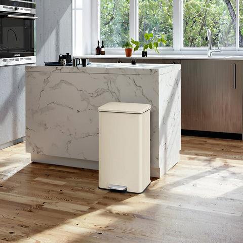 Rootz White Steel Mull Container - Trash Bin - Waste Receptacle - Durable Design - 34.8cm x 32.1cm x 55.7cm