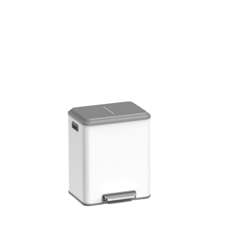 Rootz White Trash Bin - Waste Container - Rubbish Bin - Space-Saving Design - 41.7 x 33.2 x 49.4 cm