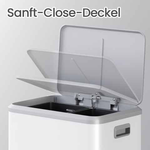 Rootz White Trash Bin - Waste Container - Rubbish Bin - Space-Saving Design - 41.7 x 33.2 x 49.4 cm