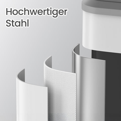 Rootz White Trash Bin - Waste Container - Rubbish Bin - Space-Saving Design - 41.7 x 33.2 x 49.4 cm