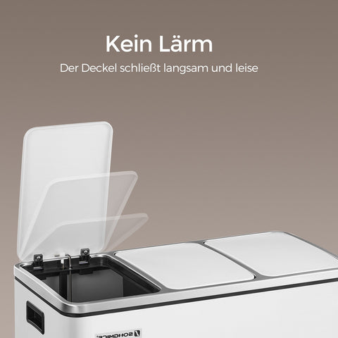 Rootz 3 Compartment Pedal Bin - Trash Can - Recycling Bin - Hygienic Waste Sorting - 61.5 x 31.5 x 56 cm