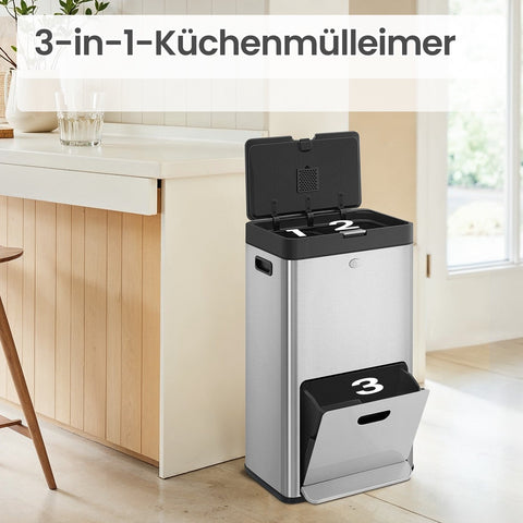 Rootz Stainless Steel Waste Bucket - Trash Bin - Garbage Container - Efficient Waste Management - 45.7 x 30 x 76 cm