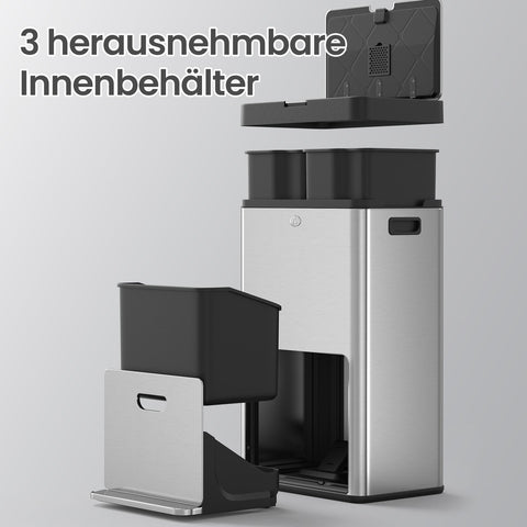 Rootz Stainless Steel Waste Bucket - Trash Bin - Garbage Container - Efficient Waste Management - 45.7 x 30 x 76 cm