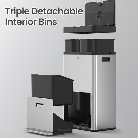 Rootz Stainless Steel Waste Bucket - Trash Bin - Garbage Container - Efficient Waste Management - 45.7 x 30 x 76 cm