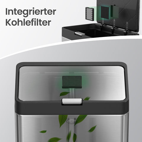Rootz Stainless Steel Waste Bucket - Trash Bin - Garbage Container - Efficient Waste Management - 45.7 x 30 x 76 cm