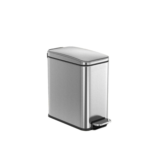 Rootz Steel Cosmetic Bucket - Silver Beauty Bin - Makeup Waste Container - 10L Capacity - 38.4 x 17 x 35 cm - Lightweight & Durable