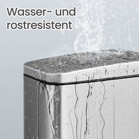 Rootz Steel Cosmetic Bucket - Silver Beauty Bin - Makeup Waste Container - 10L Capacity - 38.4 x 17 x 35 cm - Lightweight & Durable