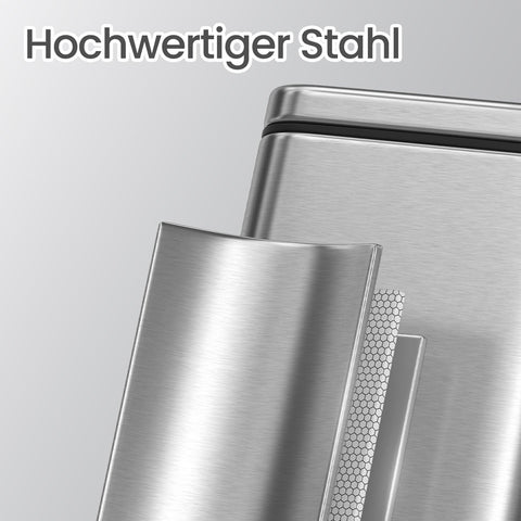 Rootz Steel Cosmetic Bucket - Silver Beauty Bin - Makeup Waste Container - 10L Capacity - 38.4 x 17 x 35 cm - Lightweight & Durable