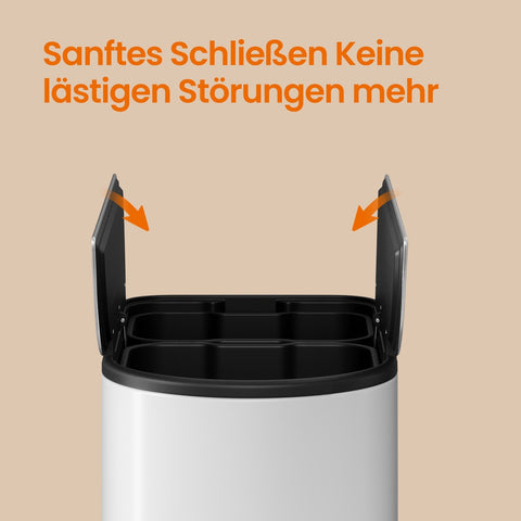 Rootz Trash Bin with Interior Buckets - Waste Container - Garbage Can - Durable Steel - 49 x 29 x 64 cm, Cloud White Metallic Silver