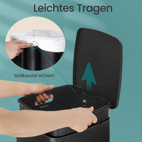 Rootz 30L Pedal Waste Bucket - Kitchen Bin - Trash Can - Space-Saving - 34 x 28.5 x 54.4cm