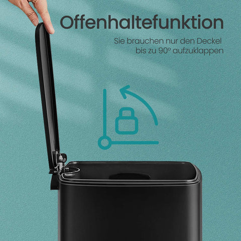 Rootz Pedal Waste Bucket - Kitchen Trash Can - 30L Bin - Durable Steel - 34x28.5x54.4cm - Hygienic Metallic Silver Finish