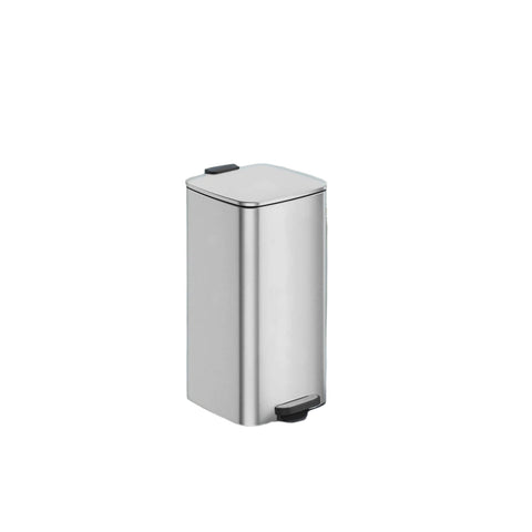 Rootz Pedal Waste Bucket - Kitchen Trash Can - 30L Bin - Durable Steel - 34x28.5x54.4cm - Hygienic Metallic Silver Finish
